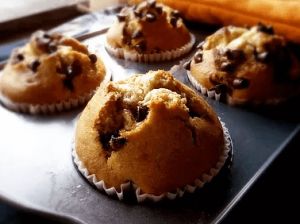 Eggless Banana Chocolate Chips Muffins - Moist, fluffy and eggless banana muffins with chocolate chips. Perfect dessert, kid's friendly and a healthy snack.