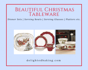 Collection of Christmas themed tableware & serve-ware : Includes serving bowls, plates, dinner sets, glasses, platters etc. Brighten up your Christmas table with these beautiful masterpieces!