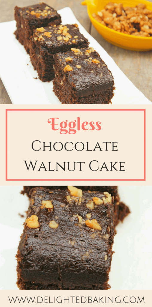 Moist Chocolate Walnut Cake - Amazing combination of chocolate and walnuts in form of a cake. This easy chocolate walnut cake recipe would surely become your one of the favorite eggless cake recipes. Just give it a try!