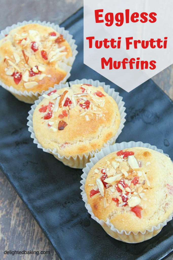 Eggless tutti frutti muffins : easy and basic eggless muffin recipe. #eggless #egglessbaking #egglessmuffins #egglessmuffinrecipe 